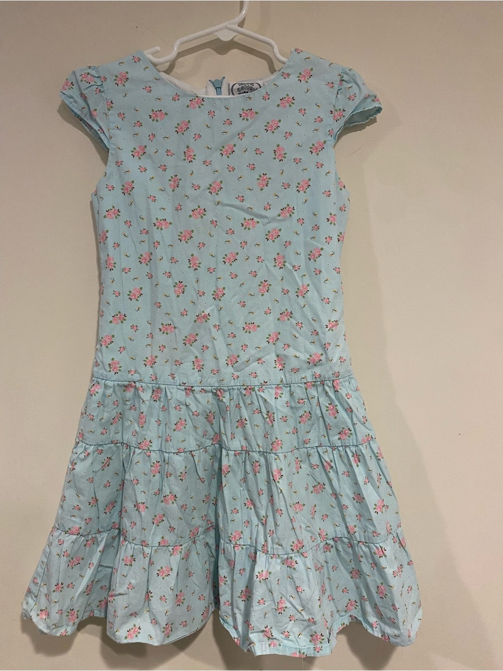 Laura Ashley Light Blue Dress with Pink Floral Print